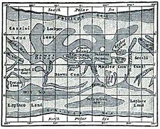 A rectangular grid overlays meandering patterns of light and dark. Selected regions are labelled with names.