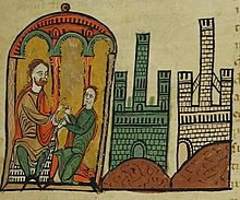 Bernard Tallaferro, donates the castles of Tautavel and Pena to his son and future successor William I.jpg