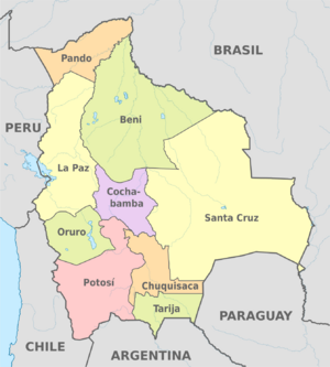 Bolivia, administrative divisions - es - colored.svg