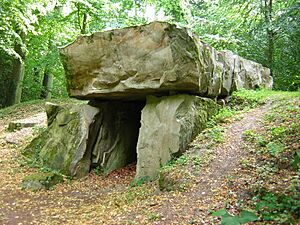 Archivo:Ermenonville (60), parc Jean-Jacques Rousseau, faux dolmen 1