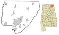 Jackson County Alabama Incorporated and Unincorporated areas Dutton Highlighted