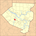 Map of Allegheny County PA Highlighting Carnegie