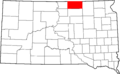 Map of South Dakota highlighting McPherson County
