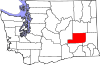 Mapa de Washington con la ubicación del condado de Adams