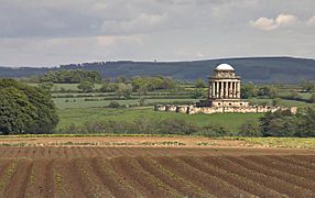 Potato field and Mausoleum - geograph.org.uk - 175984
