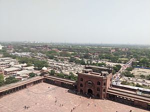 Archivo:Red Fort as seen from Jama Masjid's tower