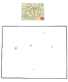 Baca County Colorado Incorporated and Unincorporated areas Pritchett Highlighted.svg