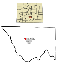 Custer County Colorado Incorporated and Unincorporated areas Westcliffe Highlighted.svg