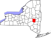 Mapa de Nueva York con la ubicación del condado de Schoharie