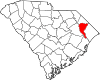 Mapa de Carolina del Sur con la ubicación del condado de Marion