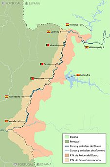 Archivo:Mapa de los Saltos del Duero junto con las presas portuguesas de este tramo del Duero
