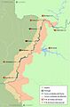 Mapa de los Saltos del Duero junto con las presas portuguesas de este tramo del Duero