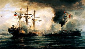 Archivo:Sinking of the Esmeralda during the battle of Iquique