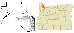 Washington County Oregon Incorporated and Unincorporated areas North Plains Highlighted.svg