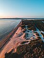 An aerial image of Black Bank beach, Located in Barachois Brook, Newfoundland by photographer Erik Mclean of Introspective Design