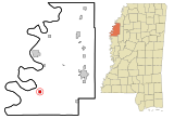Bolivar County Mississippi Incorporated and Unincorporated areas Benoit Highlighted.svg