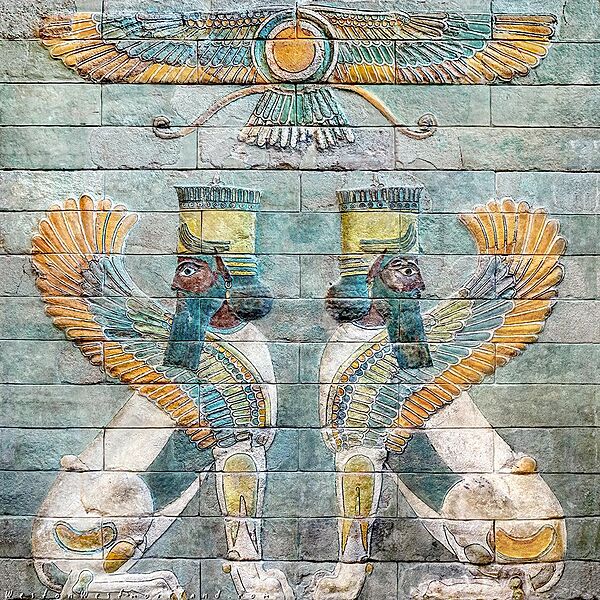 Human-headed aladlammu in Darius palace in Susa