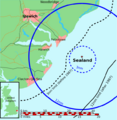 Map of Sealand with territorial waters