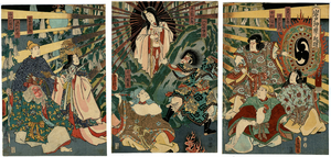 Archivo:Origin of Iwato Kagura Dance Amaterasu by Toyokuni III (Kunisada) 1856