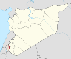 Quneitra in Syria (de-facto) (buffer and claims hatched) (+Golan).svg