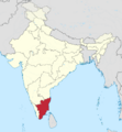 Tamil Nadu in India (claimed and disputed hatched)
