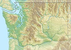 Mapa topográfico de Washington mostrando la Depresión de Georgia en la esquina noroeste del estado