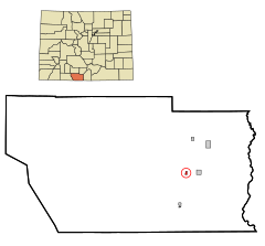 Conejos County Colorado Incorporated and Unincorporated areas Romeo Highlighted.svg