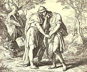Archivo:Jonathan Lovingly Taketh His Leave of David by Julius Schnorr von Carolsfeld