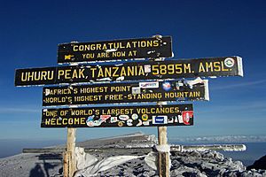 Archivo:Kilimanjaro Uhuru Peak Sign