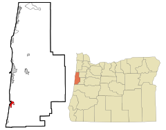 Lincoln County Oregon Incorporated and Unincorporated areas Waldport Highlighted.svg