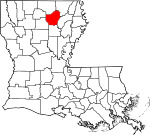 Mapa de Luisiana con la ubicación del Parish Ouachita