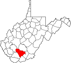 Map of West Virginia highlighting Raleigh County.svg