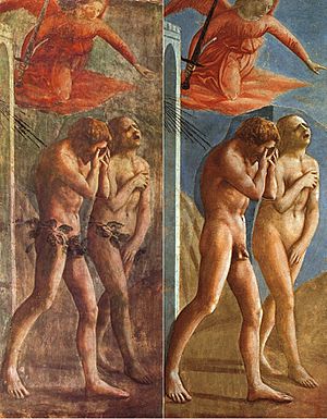 Archivo:Masaccio-TheExpulsionOfAdamAndEveFromEden-Restoration