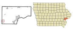 Muscatine County Iowa Incorporated and Unincorporated areas Conesville Highlighted.svg
