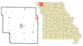 Nodaway County Missouri Incorporated and Unincorporated areas Parnell Highlighted