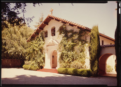 SOUTH FRONT FROM SOUTHWEST - Our Lady of the Wayside Roman Catholic Church, 930 Portola Road, Portola Valley, San Mateo County, CA HABS CAL,41-PORVA,2-13 (CT).tif