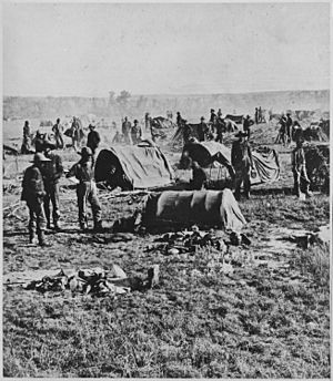 "Gen. Crook's headquarters in the field at Whitewood (Dak. Terr.). On starvation march 1876." Closeup of a camp scene sh - NARA - 533170.jpg