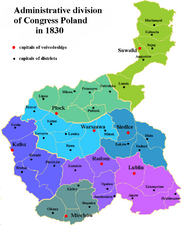 Administrative divisions of Congress Poland in 1830 ENG