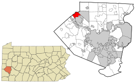 Allegheny County Pennsylvania incorporated and unincorporated areas Bell Acres highlighted.svg