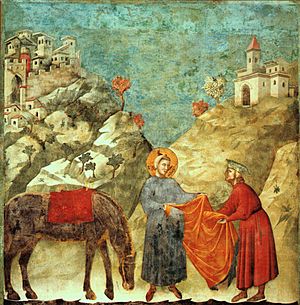 Archivo:Giotto - Legend of St Francis - -02- - St Francis Giving his Mantle to a Poor Man