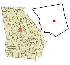 Jones County Georgia Incorporated and Unincorporated areas Gray Highlighted.svg
