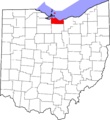 Map of Ohio highlighting Erie County