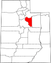 Mapa de Utah con la ubicación del condado de Wasatch