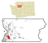 Snohomish County Washington Incorporated and Unincorporated areas Seattle Hill-Silver Firs Highlighted.svg