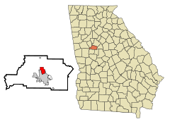 Spalding County Georgia Incorporated and Unincorporated areas Experiment Highlighted.svg
