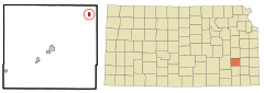 Woodson County Kansas Incorporated and Unincorporated areas Neosho Falls Highlighted.svg
