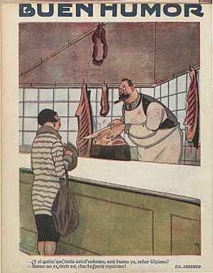 Archivo:1927-02-06, Buen Humor, Y el gatito que tenía usted enfermo, está bueno ya, señor Ulpiano, Areuger