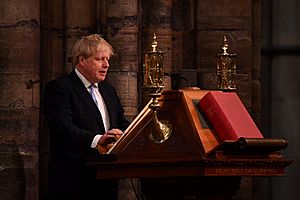 Archivo:Boris Johnson speaks at Westminster Abbey on 2020 Commonwealth Day