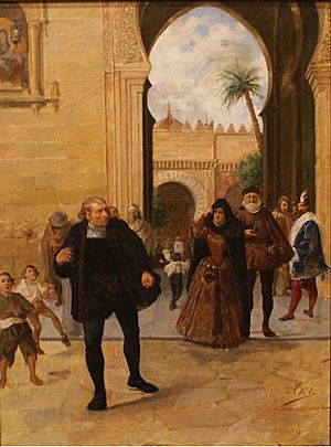 Archivo:Colón saliendo de la Mezquita - Rafael Romero de Torres