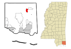 Jackson County Mississippi Incorporated and Unincorporated areas Wade Highlighted.svg
